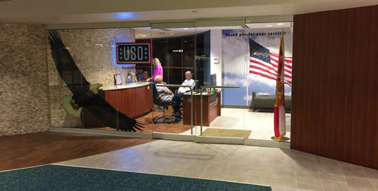 Orlando International Airport USO Entrance on the B-side transportation level