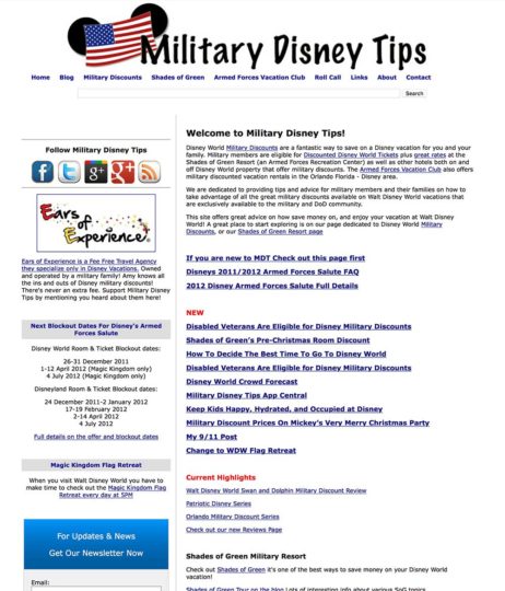 Military Disney Tips Through the Years - 2011 to 2012