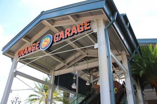 Walt Disney World's Disney Springs Orange Garage Entrance Sign