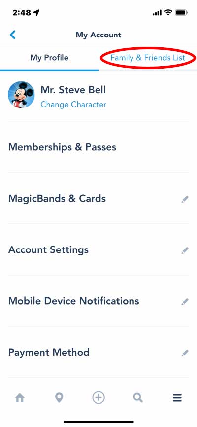 My Disney Experience App Friends and Family