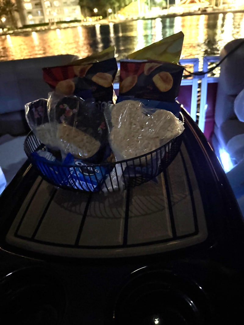 Snacks provided aboard our Disney World fireworks cruise