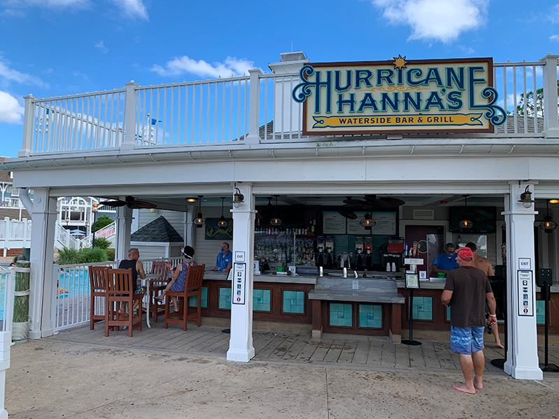 Hurricane Hanna's Waterside Bar and Grill beside Stormalong Bay