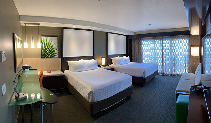 Disney's Contemporary Resort room with two queen beds and seating area