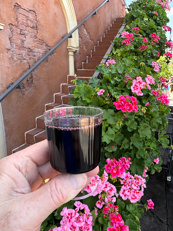 A glass of wine from Enoteca Castello in EPCOT's Italy Pavilion