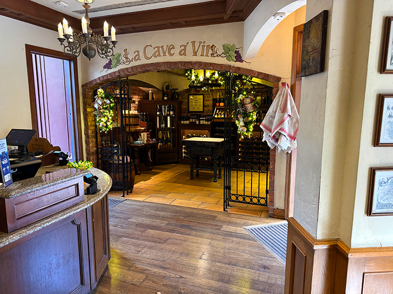 The wine cellar at Les Vins de France in EPCOT's France Pavilion