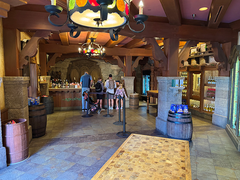 The interior of the Weinkeller wine shop in EPCOT's Germany Pavilion